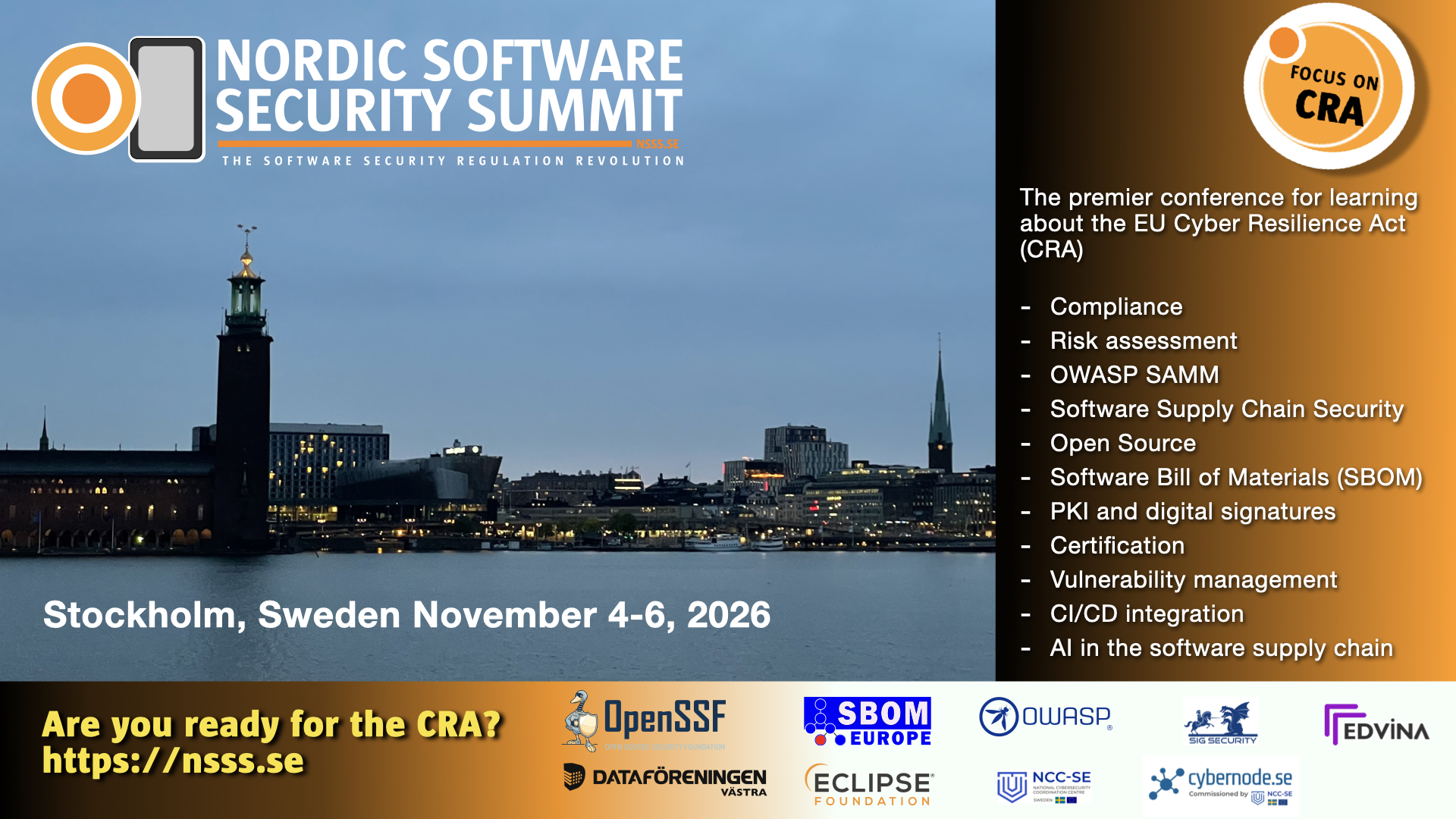 NSSS Fall ’26: November 4-6 in Stockholm