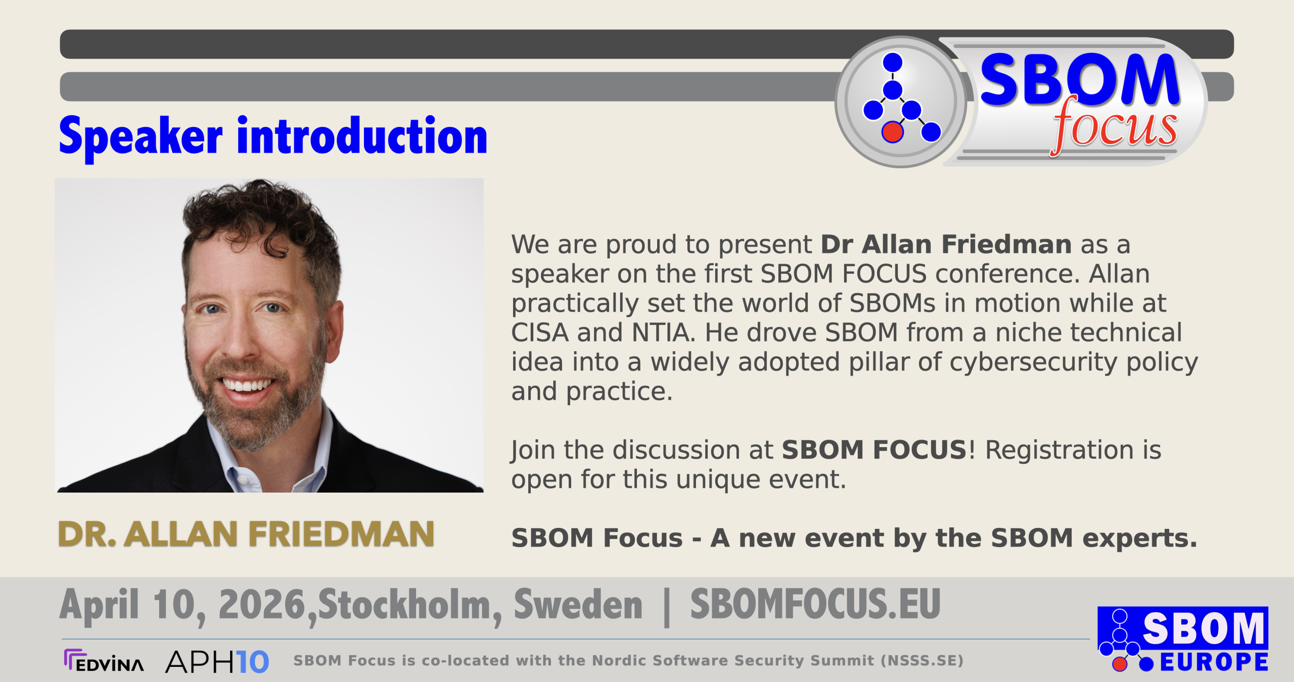 Dr Allan Friedman participates in SBOM Focus!